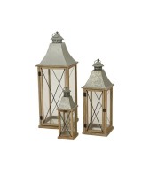 Farol Rectangular de Madera y Cristal Grande Decorativo Interior y Exterior