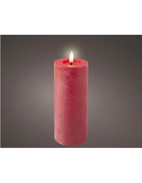 Vela LED Roja D7xH19 cm Luz Cálida Decorativa Segura para Interiores