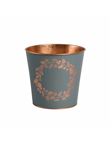 Maceta de Metal Corona 16x15 cm Verde | Decorativa y Resistente | Endanea Garden