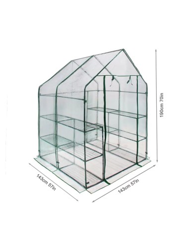 Caseta Invernadero Transparente 143x143x195 cm para Plantas y Jardín
