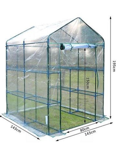 Caseta Invernadero Transparente 143x143x195 cm para Plantas y Jardín