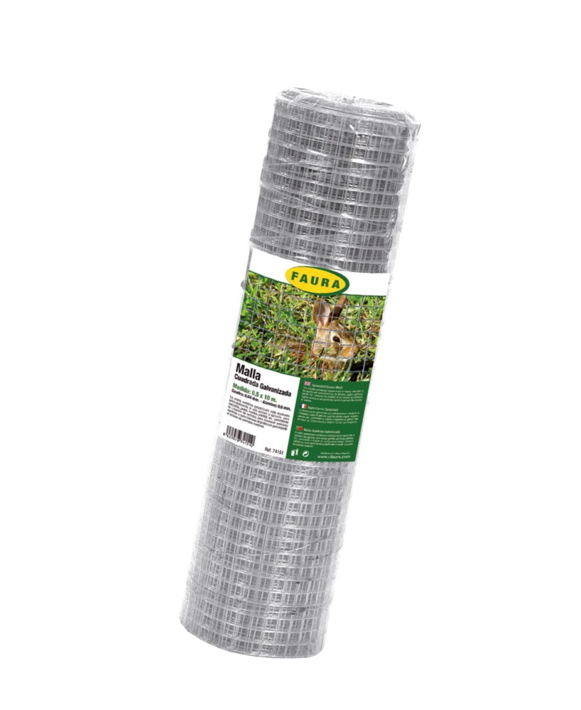 Malla Cuadra Galvanizada 0.5x10m 13mm para Jardín Huerto y Construcción