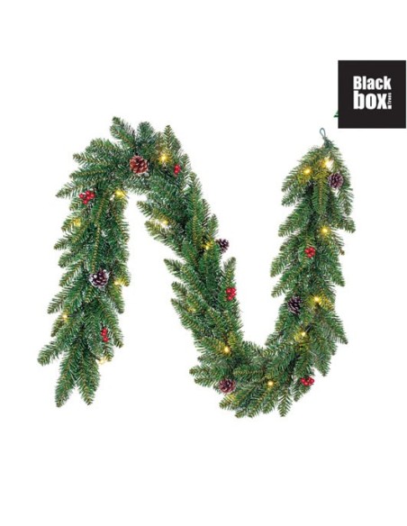 Guirnalda Creston con LEDs 20L Verde para decoración navideña