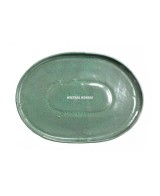Plato Ovalado Mistral 20cm - Porcelana de Alta Calidad en Verde, Crema y Azul | Endanea Garden

