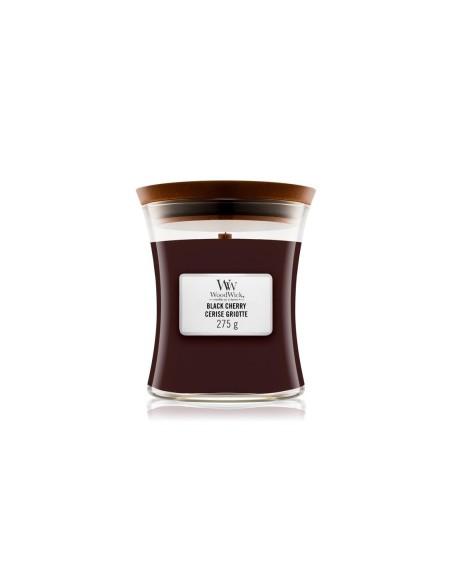 Vela mediana WoodWick Black Cherry | Aroma dulce a cereza madura