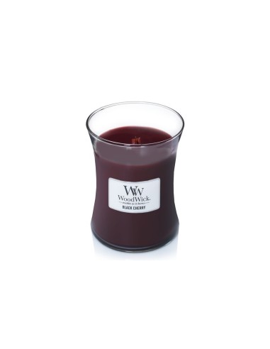 Vela mediana WoodWick Black Cherry | Aroma dulce a cereza madura