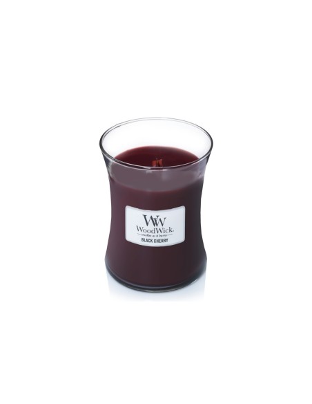 Vela mediana WoodWick Black Cherry | Aroma dulce a cereza madura