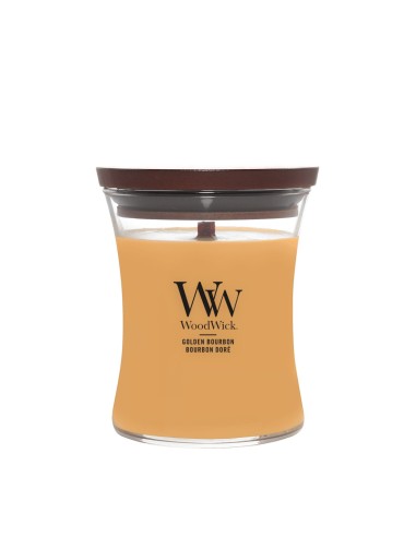 WoodWick Bote Mediano Golden Bourbonon Vela Aromática con Mecha de Madera