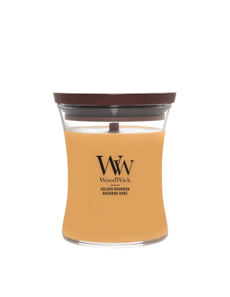WoodWick Bote Mediano Golden Bourbonon Vela Aromática con Mecha de Madera
