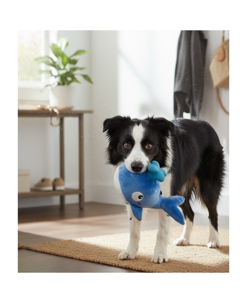 TB Ballena de Peluche con Chorro de Goma Juguete para Perros Activo y Divertido
