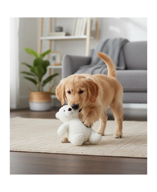 Oso Polar 15CM con Sonido Squeaker Juguete Interactivo para Perros
