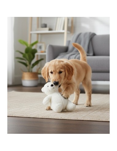 Oso Polar 15CM con Sonido Squeaker Juguete Interactivo para Perros