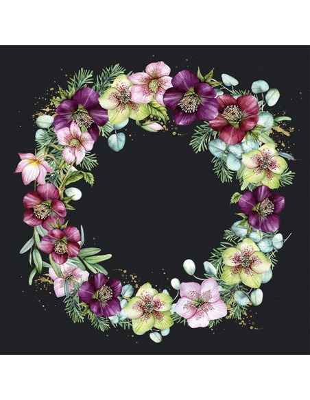 Servilleta 33 Christmas Rose Black elegante y decorativa para Navidad