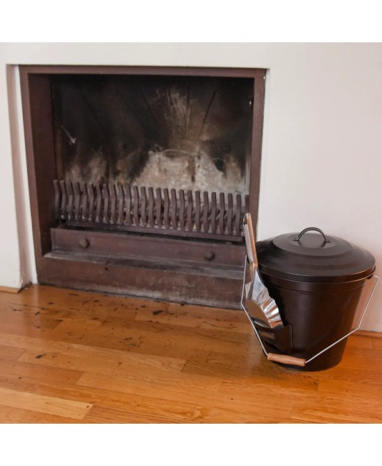 Cubo de Cenizas con Pala para Chimeneas Estufas y Barbacoas