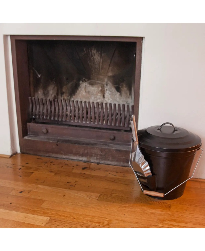 Cubo de Cenizas con Pala para Chimeneas Estufas y Barbacoas