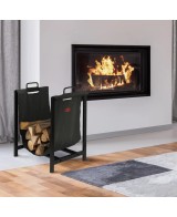 Transportador de Leña Negro Resistente y Práctico para Chimeneas y Estufas