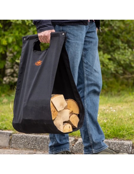 Transportador de Leña Negro Resistente y Práctico para Chimeneas y Estufas