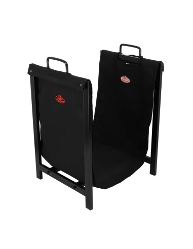 Transportador de Leña Negro Resistente y Práctico para Chimeneas y Estufas