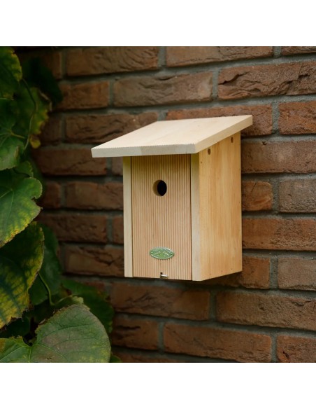 Casa refugio azul para aves de invierno | Protección y decoración exterior