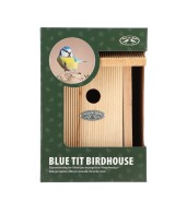 Casa refugio azul para aves de invierno | Protección y decoración exterior