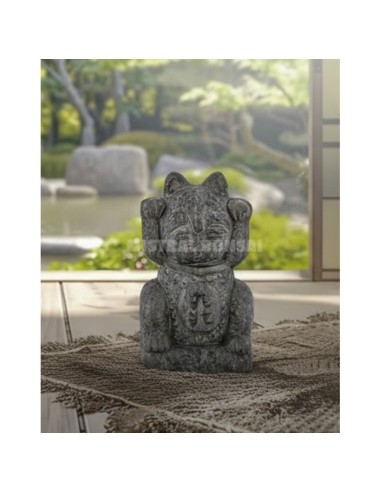 Figura de cerámica Manekineko 12,5x10x22 cm decoración gato de la suerte