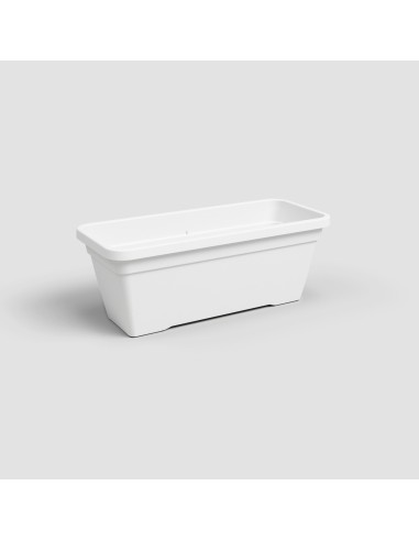 Jardinera Venezia L 60 cm Blanco - Maceta Grande y Moderna para Balcones y Terrazas