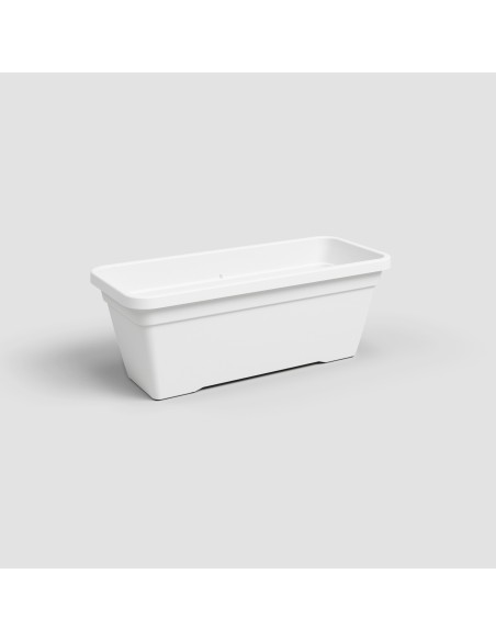 Jardinera Venezia L 60 cm Blanco - Maceta Grande y Moderna para Balcones y Terrazas