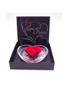 CUORE DI ROSA 12CM 3 ROSE JOLIE ROJA
