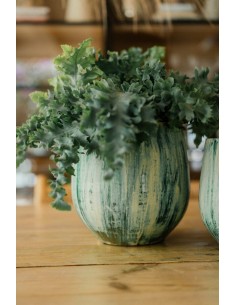 MACETA LIGNES 26X26CM VERDE 2