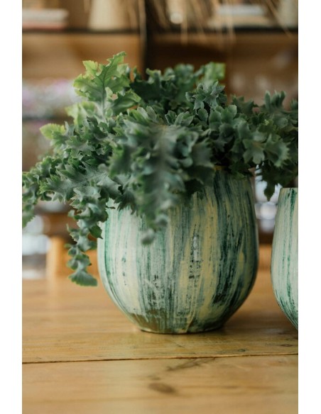 MACETA LIGNES 22X22CM VERDE