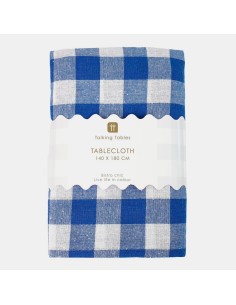 MANTEL DE TELA AZUL 140X180CM GINGHAM