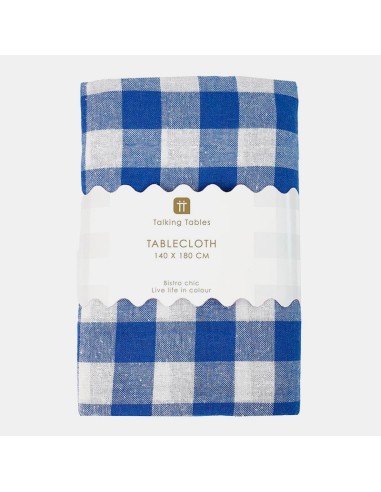 MANTEL DE TELA AZUL 140X180CM GINGHAM