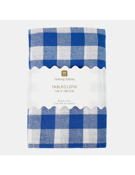 MANTEL DE TELA AZUL 140X180CM GINGHAM