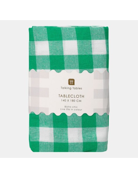 MANTEL DE TELA VERDE 140X180CM GINGHAM