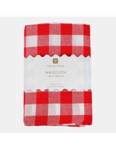 MANTEL DE TELA ROJA 180X240CM GINGHAM