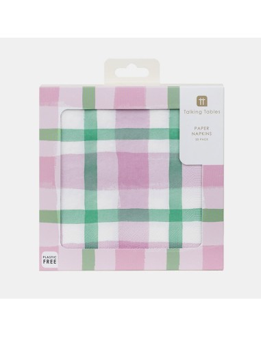 SERVILLETAS DE PAPEL EN CUADROS LILAS Y VERDES