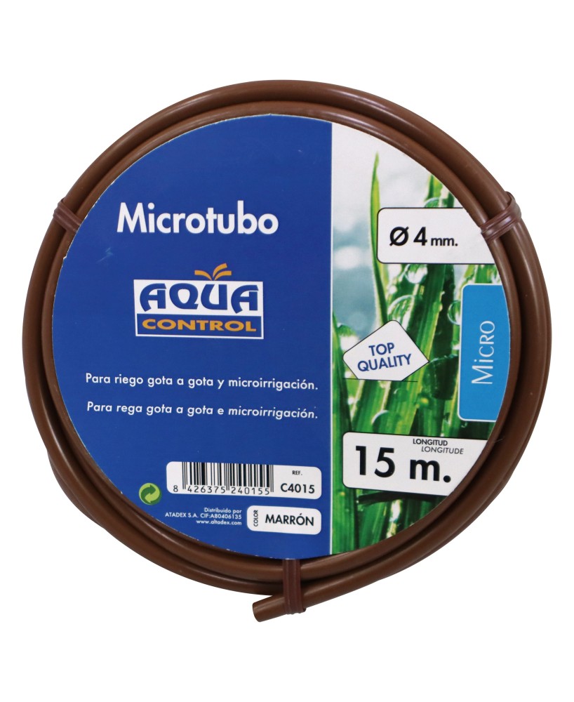 Tubería Microtubo PE 4mm 15m Marrón para Riego por Goteo - Flexible y Resistente

