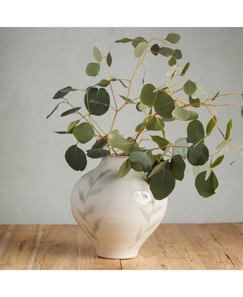 Jarrón Viola Blanco Verde | Decoración elegante y moderna para interiores | Endanea Garden