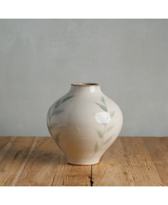 Jarrón Viola Blanco Verde | Decoración elegante y moderna para interiores | Endanea Garden