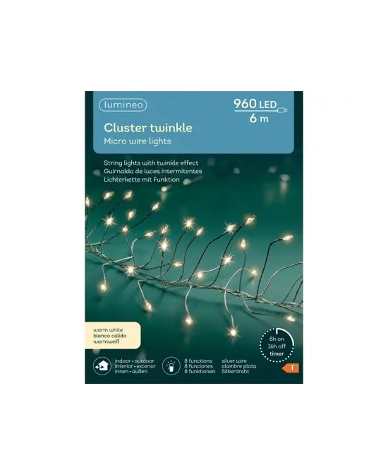 GUIRNALDA DE LUCES LED PLATA/BLANCO CALIDO 600CM
