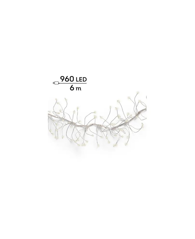 GUIRNALDA DE LUCES LED PLATA/BLANCO CALIDO 600CM