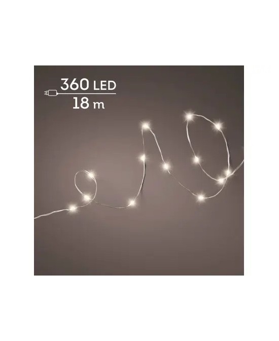 GUIRNALDA DE LUCES LED PLATA/BLANCO CALIDO 1795CM
