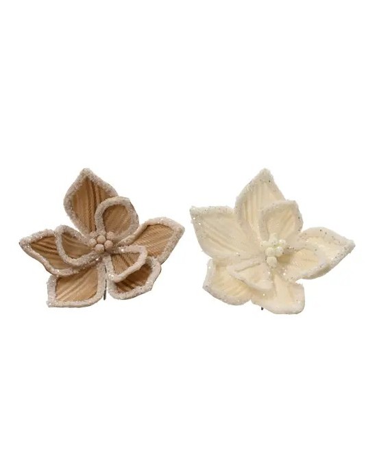 POINSETTIA EN CLIP BEIGE D.28cm x H.13cm