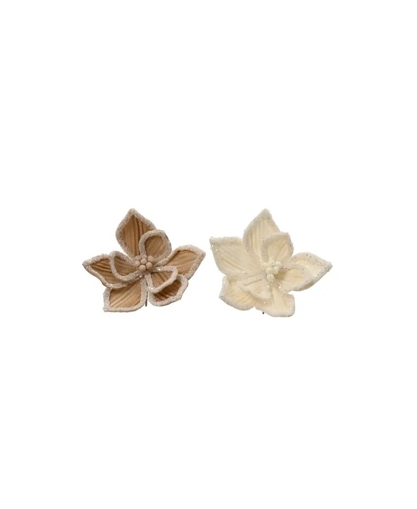 POINSETTIA EN CLIP BEIGE D.28cm x H.13cm