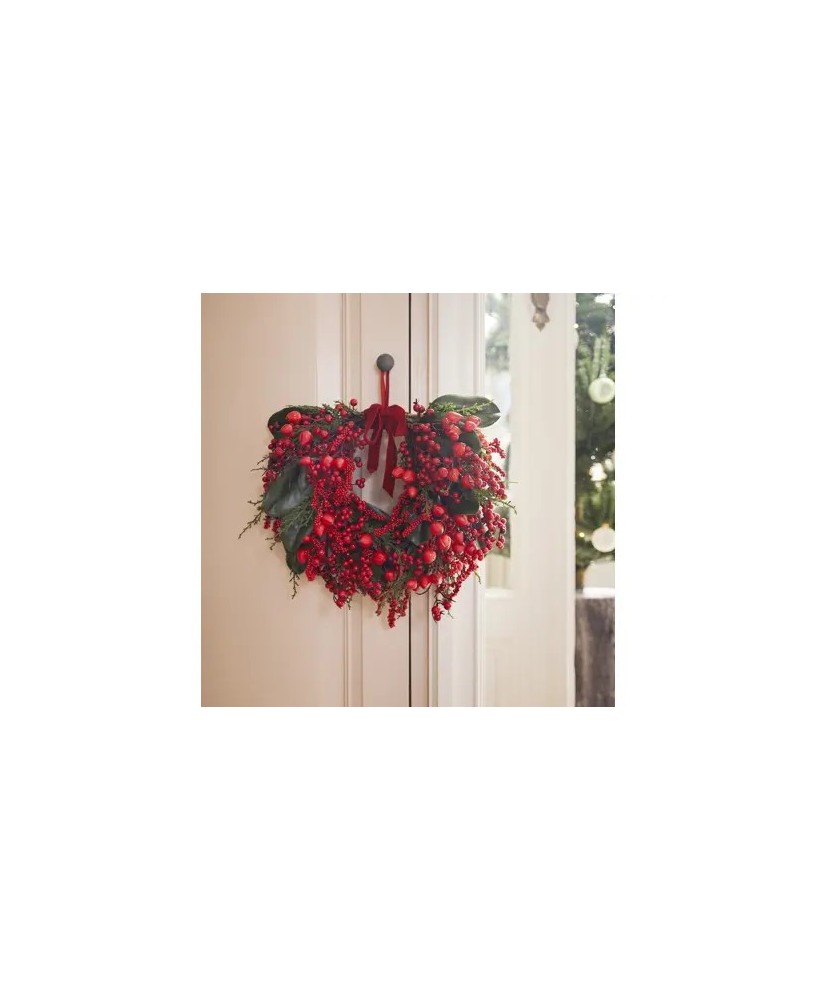 CORONA  DE BAYAS D.40cm x H.13cm ROJA