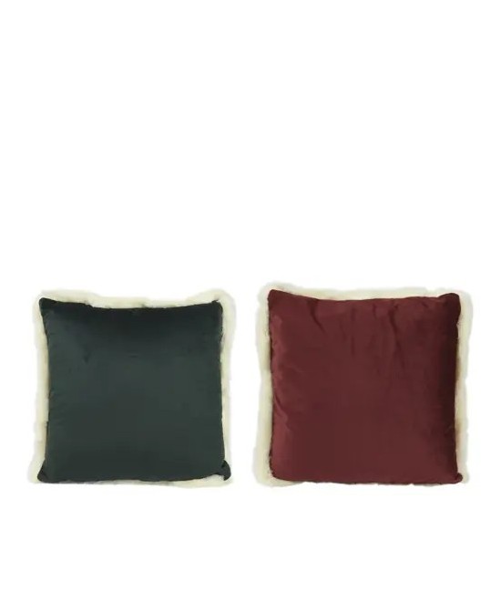COJIN CUADROS BORDE PELO  L.45cm x W.45cm x H.2.5cm