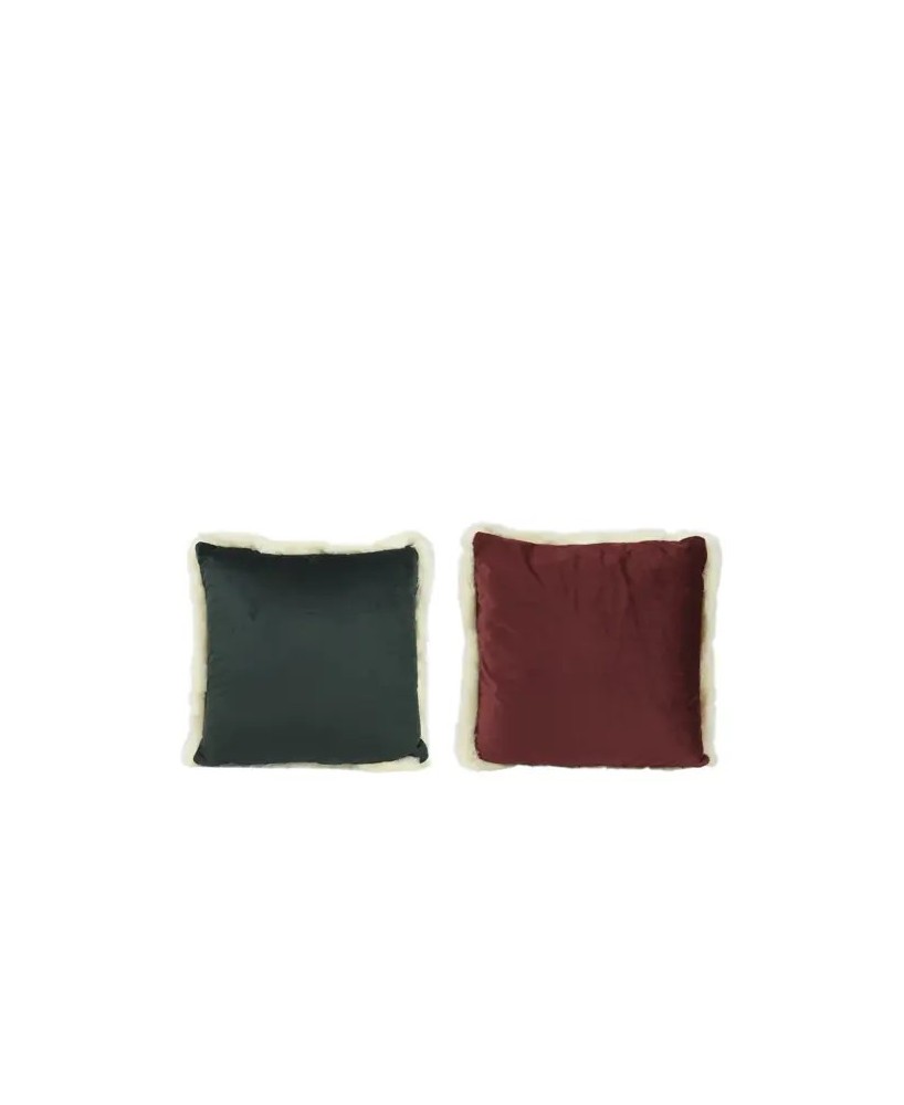 COJIN CUADROS BORDE PELO  L.45cm x W.45cm x H.2.5cm