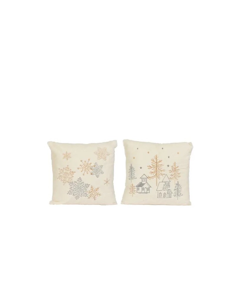 COJIN NAVIDAD BORDADO DORADO Y PLATEADO L.45cm x W.45cm x H.3cm