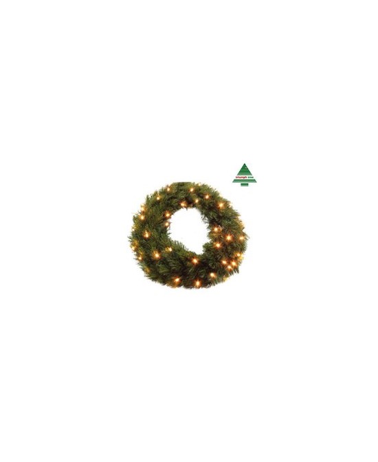 CORONA DE PINO  ESCARCHADO CON LUCES LED D150CM