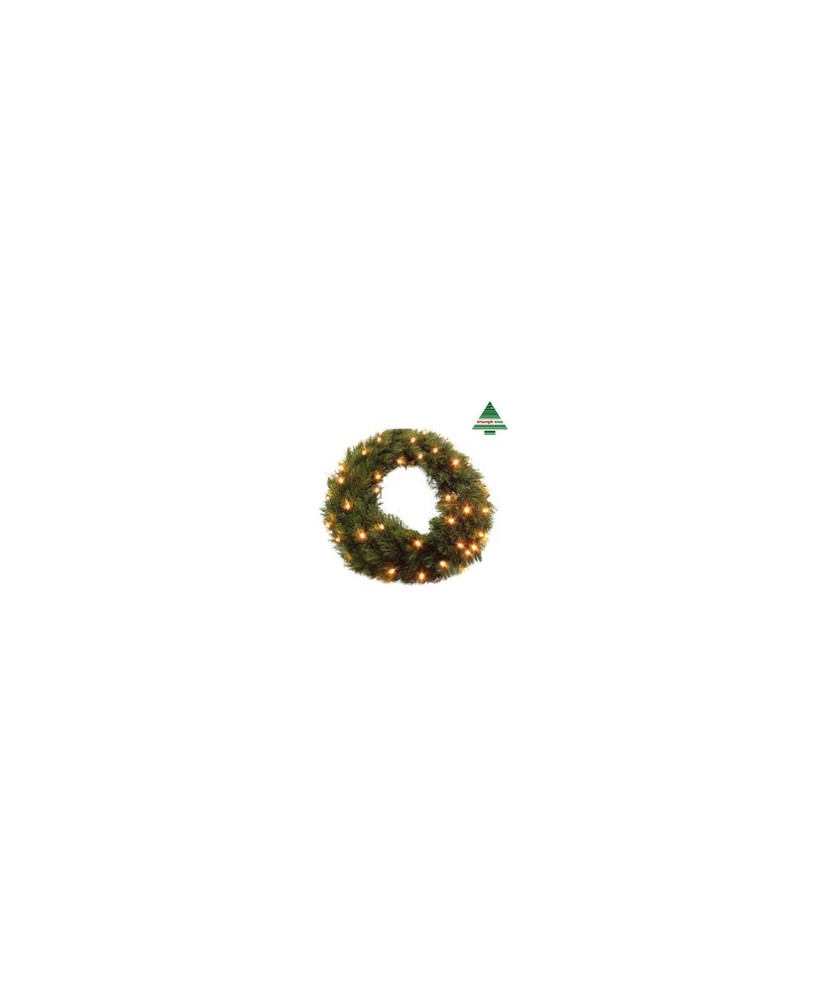 CORONA DE PINO  ESCARCHADO CON LUCES LED D150CM